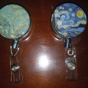 Vincent Van Gogh set of 2 ID Badge Retractable holders-NEW!!
